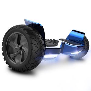8.5" Offroad Hoverboard ES03 SUV- Bluetooth- Starker Dual Motor - Elektro Skateboard Selbstausgleichender Elektroroller chrome blau