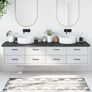 Waschtischplatte Dunkelgrau 220x50x6 cm Massivholz Behandelt