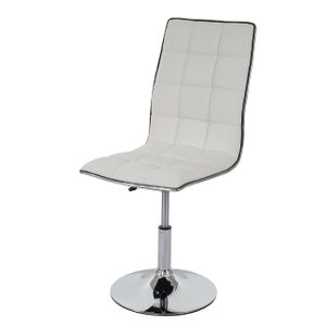 Esszimmerstuhl HWC-C41, Stuhl Küchenstuhl, höhenverstellbar drehbar, Kunstleder  weiß
