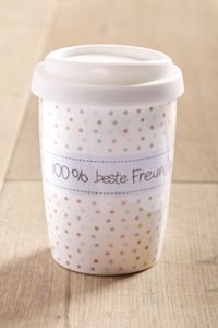 Mea Living Coffee to go - Tasse Becher mit Spruch '100% beste Freundin'
