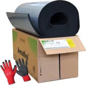 Samolepiace gumové dosky Armaflex XG : hrúbka izolácie 13 mm, 1000 x 8000 mm = 8 metrov štvorcových + červené rukavice