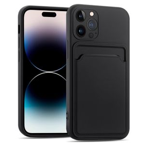 Handyhülle für iPhone 15 Pro Hülle Silikon Case Schutzhülle mit Kartenfach Slim Cover, Schwarz