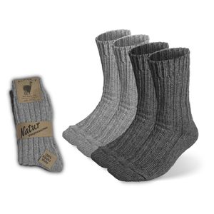 SILKMARKS® Alpaka Socken Extra Dick - Flauschige Wärmesocken - 2 Paar Grautöne 43-46 - hergestellt in Europa