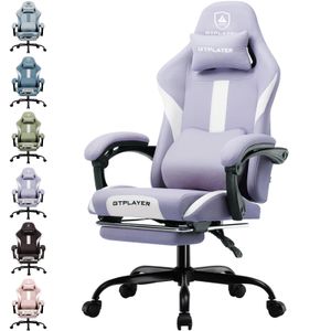 GTPLAYER Gaming Stuhl Ergonomischer Gaming Sessel Schreibtischstuhl mit Stoffoberfläche Atmungsaktiver Bürostuhl Federsitzkissen mit Fußstütze lila GTPLAYER Gaming Stuhl Ergonomischer Gaming Sessel Schreibtischstuhl mit Stoffoberfläche Atmungsaktiver Bürostuhl Federsitzkissen mit Fußstütze lila