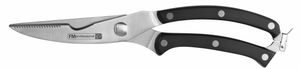 FMprofessional Geflügelschere, Geflügelmesser aus Edelstahl, hochwertige Schere für Gans, Hühnchen und Ente, Fleischschere für müheloses Tranchieren (Farbe: Schwarz/Silber), Menge: 1 Stück