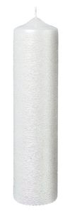 Stumpen Kerze geriffelt Perlmutt gelackt 25 x 6 cm, Kerze zum verzieren von Anlasskerzen, Taufkerzen, Hochzeitskerzen