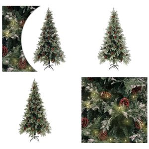 vidaXL Weihnachtsbaum mit Beleuchtung und Kiefernzapfen 225 cm PVC&PE - Künstlicher Weihnachtsbaum - Künstliche Weihnachtsbäume - Weihnachtsbaum Mit LED - Weihnachtsbaum Mit Beleuchtung
