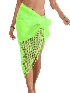 Damen Tüllröcke Asymmetrische Cover Ups Strandkleider Badeanzug Beiläufige Bademode Fluoreszierendes Grün,Größe Einheitsgröße