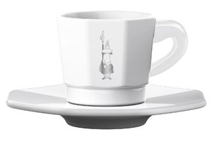 BIALETTI Espressotasse mit Untertasse achteckig weiß 8teilig