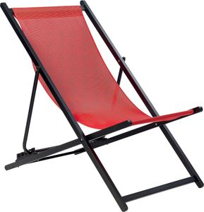 BELIANI Liegestuhl Schwarz Aluminium mit Stoffbespannung Rot Faltbar Klappbar Verstellbar Modern Garten Terrasse Outdoor Balkon Möbel Ausstattung BELIANI Liegestuhl Schwarz Aluminium mit Stoffbespannung Rot Faltbar Klappbar Verstellbar Modern Garten Terrasse Outdoor Balkon Möbel Ausstattung