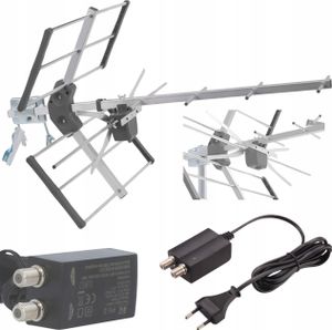 Antena Dvb-T2 Do Tv Naziemnej Zewnętrzna Galaxy Viva Wzmacniacz + Zasilacz