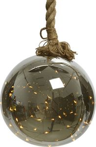 40 LED Vintage Hanfseil Deko Glas Kugel Seil Hängelampe Pendelleuchte 20 cm