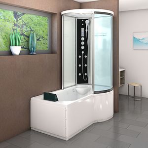 Kombination Badewanne Dusche K55-L03 Duschtempel 170x100 cm