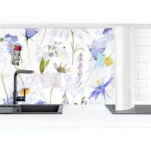 Küchenrückwand - Glockenblumenwiese, Größe HxB:80cm x 400cm, Ausführung:Magnetisch Glanz