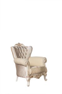 JV Möbel r Art-Deco-Sessel  mit weicher weißer Polsterung auf Holzrahmen