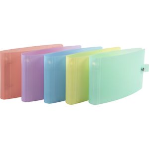 Exacompta 52170E 10x Ringbuch aus Polypropylen mit 2 Ringen 30mm für Karteikarten A5 und 125x200mm, Chromaline Pastell - Farben sortiert