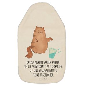 Mr. & Mrs. Panda Wärmflasche Katze Wasserglas - Weiß - Geschenk, lustig, Kinderwärmflasche, Cat, Katzenmotiv, Wärmflasche mit Bezug, Katzenfreund, Wärmekissen