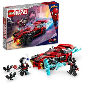 LEGO 76244 Marvel Miles Morales vs. Morbius Set, Spider-Man Rennwagen Spielzeugauto zum Bauen aus Abenteuer im Spiderverse mit Spidey Minifiguren