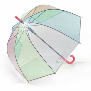 Esprit Automatik Regenschirm Glockenschirm durchsichtig transparent rainbow(Rot)