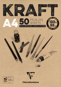 Clairefontaine Zeichenpapierblock "KRAFT" DIN A4 120 g/qm 50 Blatt