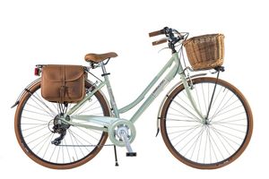 Dolce Vita by Canellini bicykel mestský bicykel žena hliník s košíkom a bočnou taškou - Svetlozelená 43