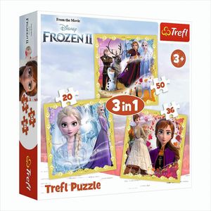 Trefl, TR34847 Puzzle, Die Kraft von Anna und Elsa, von 20 bis 50 Teilen, 3 Sets, Disney Frozen 2, für Kinder ab 3 Jahren
