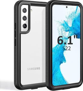 Wasserdicht Hülle für Samsung Galaxy S22 5G Staubdicht Schneefest IP68 360 Grad Komplett Schutzhülle mit eingebautem Displayschutzfolie Schwarz