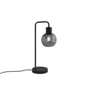 QAZQA - Art Deco Art-Deco-Tischlampe schwarz mit Rauchglas - Vidro I Wohnzimmer I Schlafzimmer - Länglich - LED geeignet E27