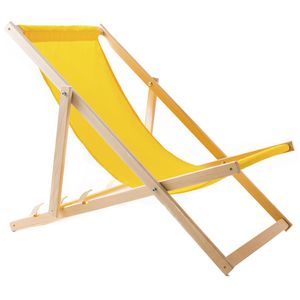 Woodok Liegestuhl aus Buchholz Strandstuhl Sonnenliege Gartenliege für Strand, Garten, Balkon und Terrasse Liege Klappbar bis 120kg Gelb