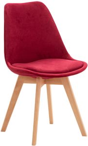 Design-Shop Židle Linares  samet, dřevěné nohy natura - Červená