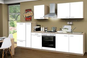 Küchenblock ohne Elektrogeräte Classic 300 cm in weiß matt