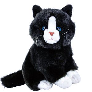 Katze Nero sitzend schwarz weiß 30 cm Uni-Toys