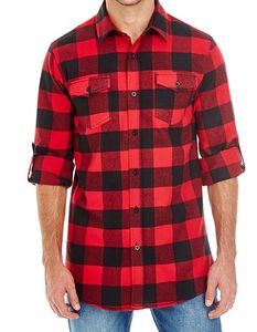 Burnside Herren Hemd Woven Plaid Flannel Shirt B8210 Rot Red - Black (Checked) 3XL