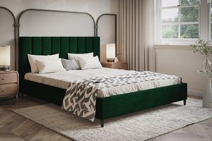 GRAINGOLD Samtbett 180x200 Snazi - Skandinavischer Stil - Doppelbett mit Kopfteil und Lattenrost - Grün