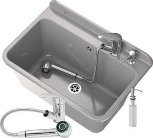 Granitan | Haushaltswaschbecken Spülen LARGE - Grau - mit ausziehbarer Armatur - Ideal für Werkstatt und Garten Granitan | Haushaltswaschbecken Spülen LARGE - Grau - mit ausziehbarer Armatur - Ideal für Werkstatt und Garten