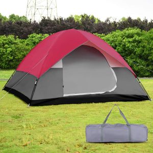 COSTWAY 5-6 Personen Campingzelt Kuppelzelt Wurfzelt Doppelschicht Winddichte Wasserabweisend für Wandern Camping 300x300x165cm