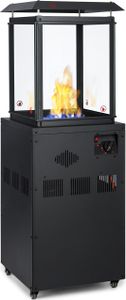 Blumfeldt Terrassenheizer, Outdoor-Gasheizstrahler, Heizpilz Gas für Terrasse, Garten & Balkon, Terrassen-Heizer mit Elektrischer Zündung, 360°Flammen-Blick, Gas-Heizstrahler mit Bodenrollen