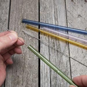 bremermann 6 sklenených slamiek na pitie, 15 cm dlhé, opakovane použiteľné, farebné vrátane 2