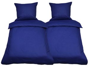 4 teilige Uni Bettwäsche 135 x 200 cm blau Einfarbig Renforce Baumwolle Garnitur