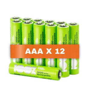 Akku AAA | 12 Stück AAA Batterien wiederaufladbar, min. 800mAh, NiMH Technologie, ohne Memory-Effekt, 1,2 Volt (1,2V), Ready-to-use