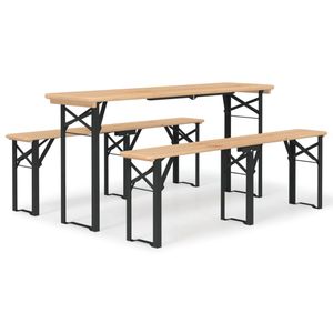 vidaXL 3-dielna skladacia súprava pivných stolov z masívneho jedľového dreva