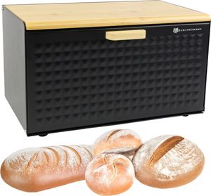 Brotkasten Brotbehälter VINTO Brotbox Brot Aufbewahrung Box Kiste Stahl Bambus