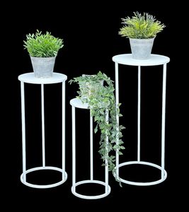 DanDiBo Blumenhocker Metall Weiß Rund Blumenständer Beistelltisch 96483 3er Set Blumensäule Modern Pflanzenständer Pflanzenhocker