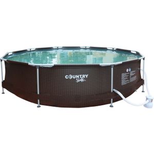 Bazén s kovovým rámem Countryside® v ratanovém vzhledu | kulatý | průměr 3,60 x 0,76 m
