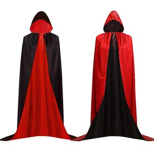 90CM Vampir Umhang mit Kapuze, Cape Vampir Kostüm, Schwarz Rot Doppelseitig mit Erwachsener für Halloween Kostüm