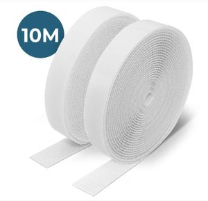 Klettband selbstklebend extra stark - 10 Meter lang, 2cm breit - für Fliegengitter, Klett-Hakenband, Flauschband, Klettverschluss Band,Weiß