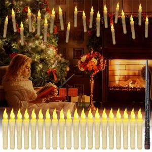 24x Weihnachtsbaumkerzen mit Zauberstab Fernbedienung, Schwimmende LED Kerzen, LED-Kerzen Kabellos Warmweiß,Weihnachtskerzen Kerzenlichter, Weihnachtsdekoration