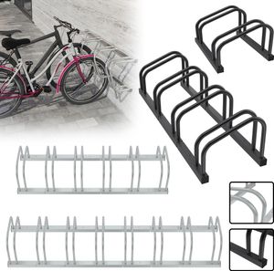 Stojan na 2 bicykle LARS360 - kovový stojan na viacero bicyklov pre e-bicykle a nákladné bicykle, rozstup 37 cm, pre šírku pneumatík 30-65 mm, montáž na stenu/podlahu, strieborný