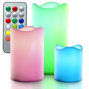 LED sviečky s diaľkovým ovládaním, RGB LED sviečky, bezplameňové sviečky, stĺpikové sviečky, sviečky na batérie, LED tyčinkové sviečky, sada 3 ks, zmena farby