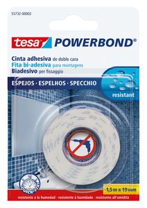 tesa Powerbond doppelseitiges Klebeband für Spiegel Glas 1,5m x 19mm Montageband